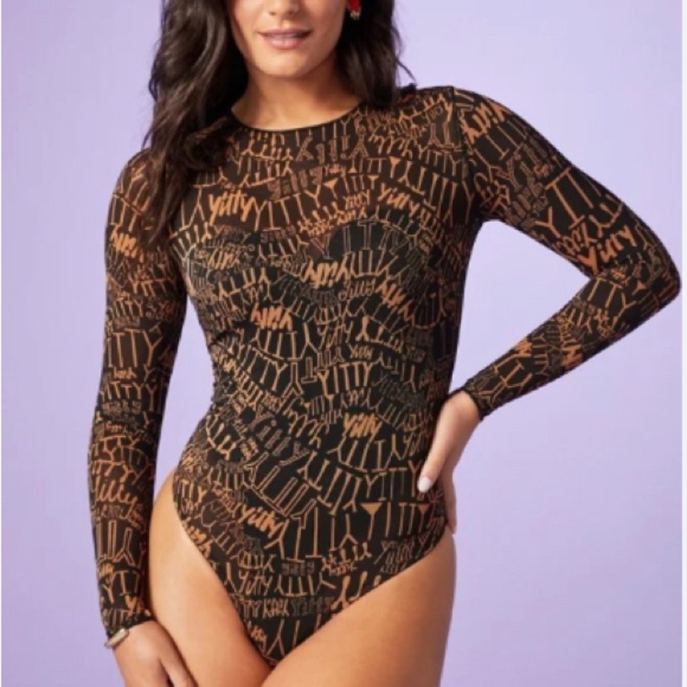 Yitty Mesh Me Smoothing Sleeved Thong Bodysuit BRAND NEW size XL